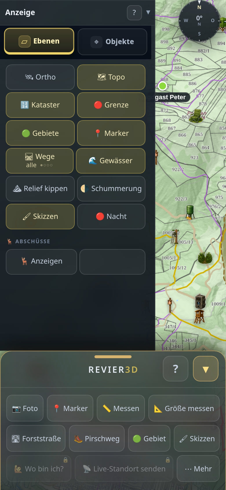 Kartenebenen passend zur Aufgabe